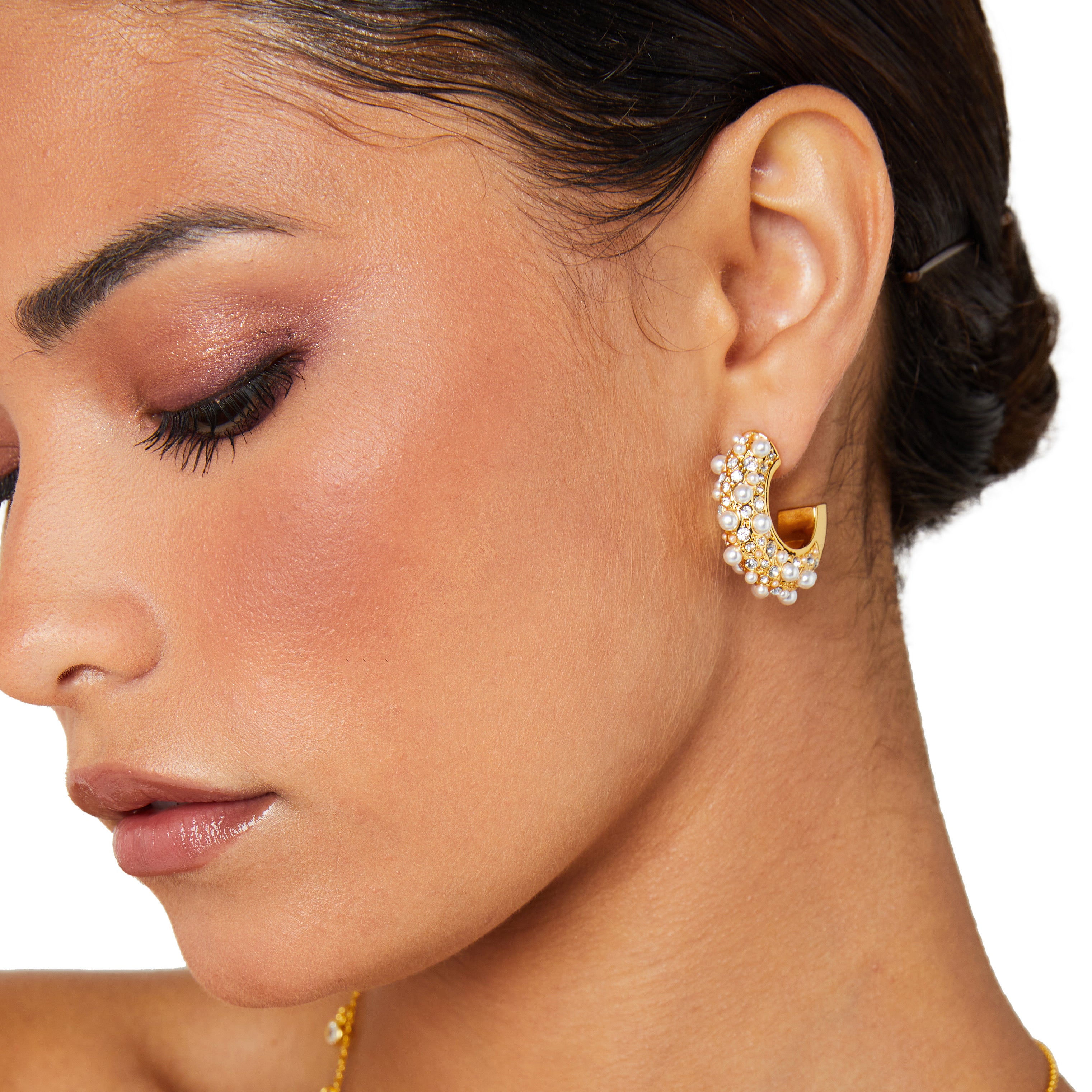 Sunkissed Chunky Bubble Hoop Earrings | Gold | Pearl