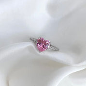 Heart ring, wedding ring, engagement ring, silver ring, 925 ring, pink ring