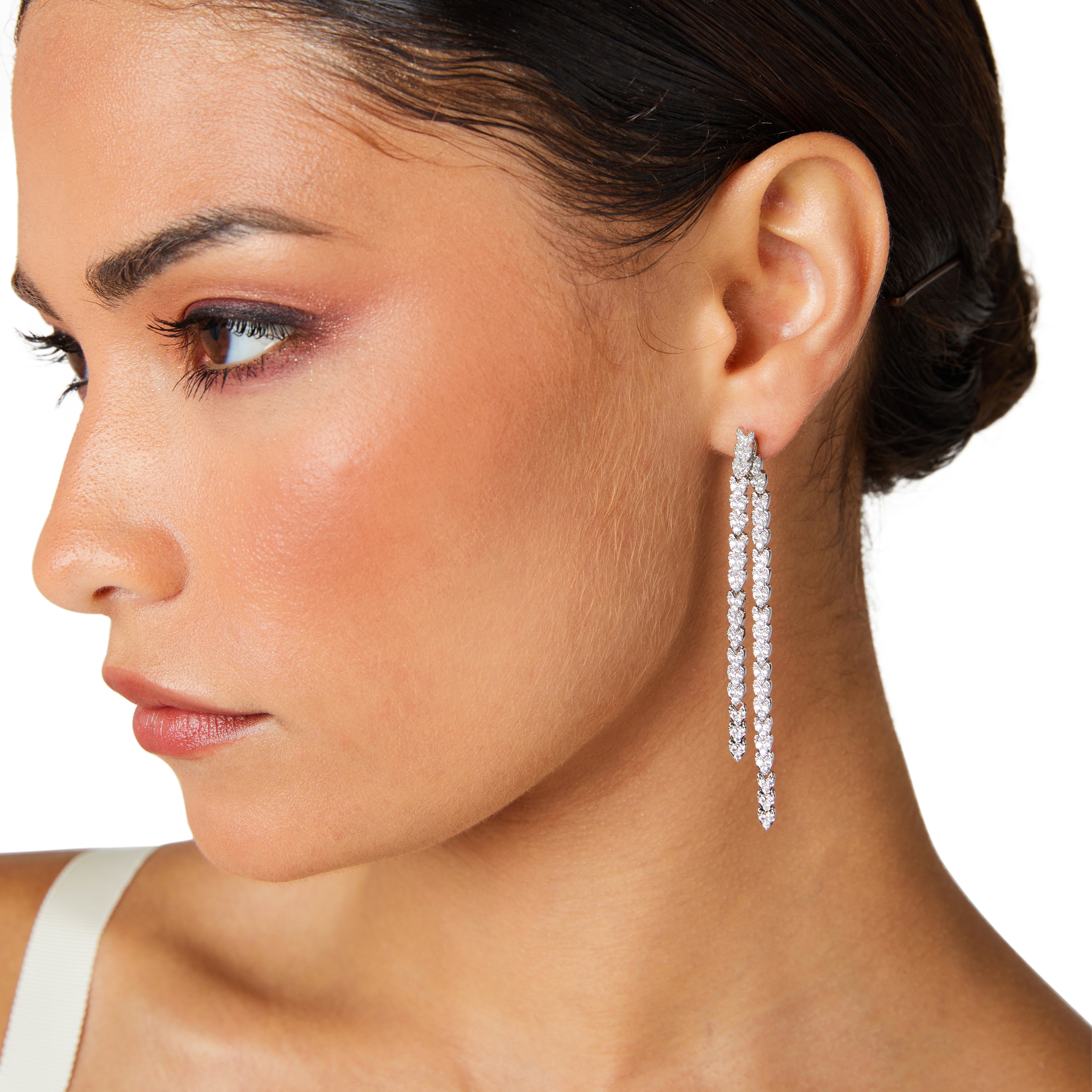 Silver earrings, long earrings, wedding earrings, long drop earrings, front to back earrings, going out earrings