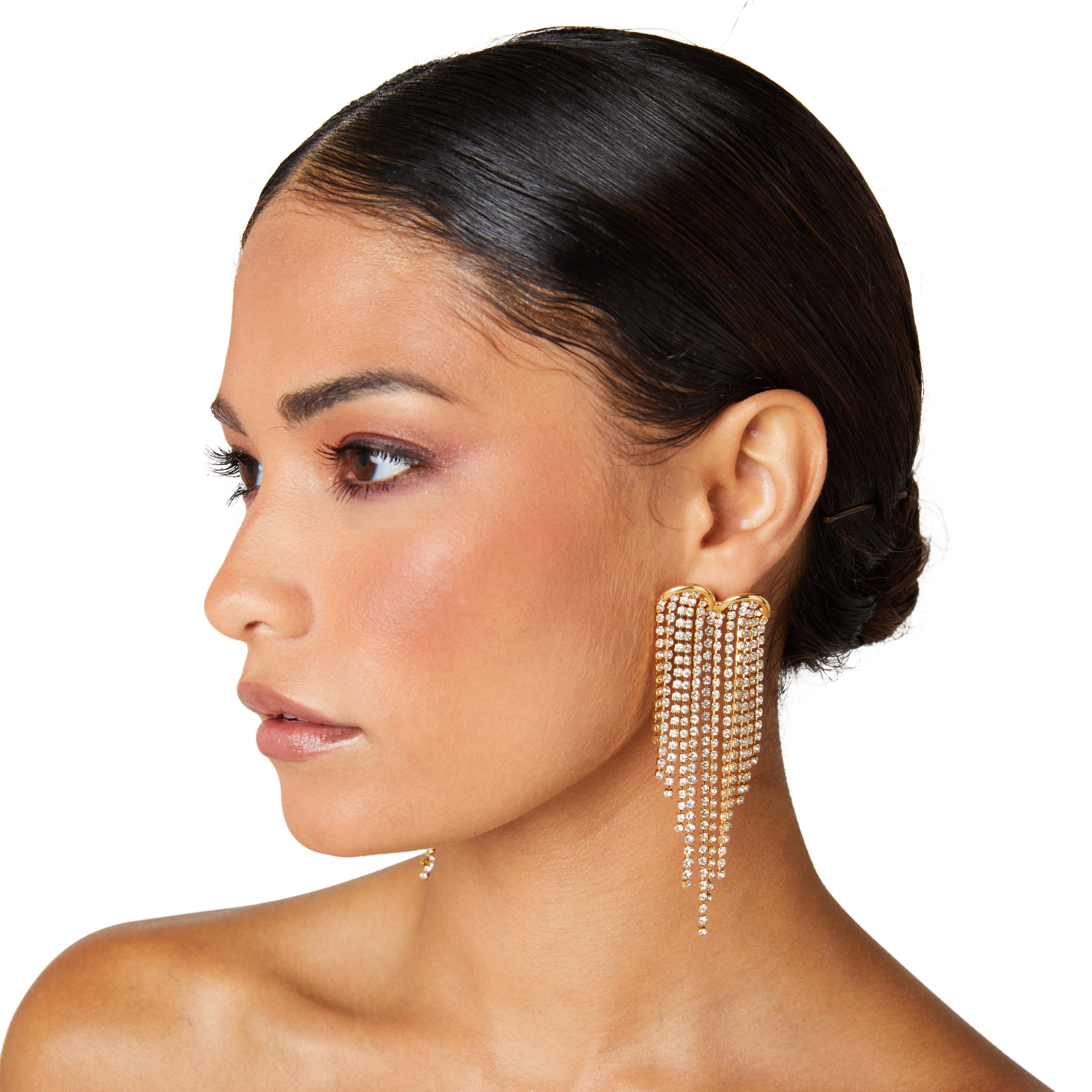 Iconic Crystal Cascade Fringe Earrings | Gold
