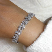 Vine Leaf Crystal Tennis Bracelet | Silver