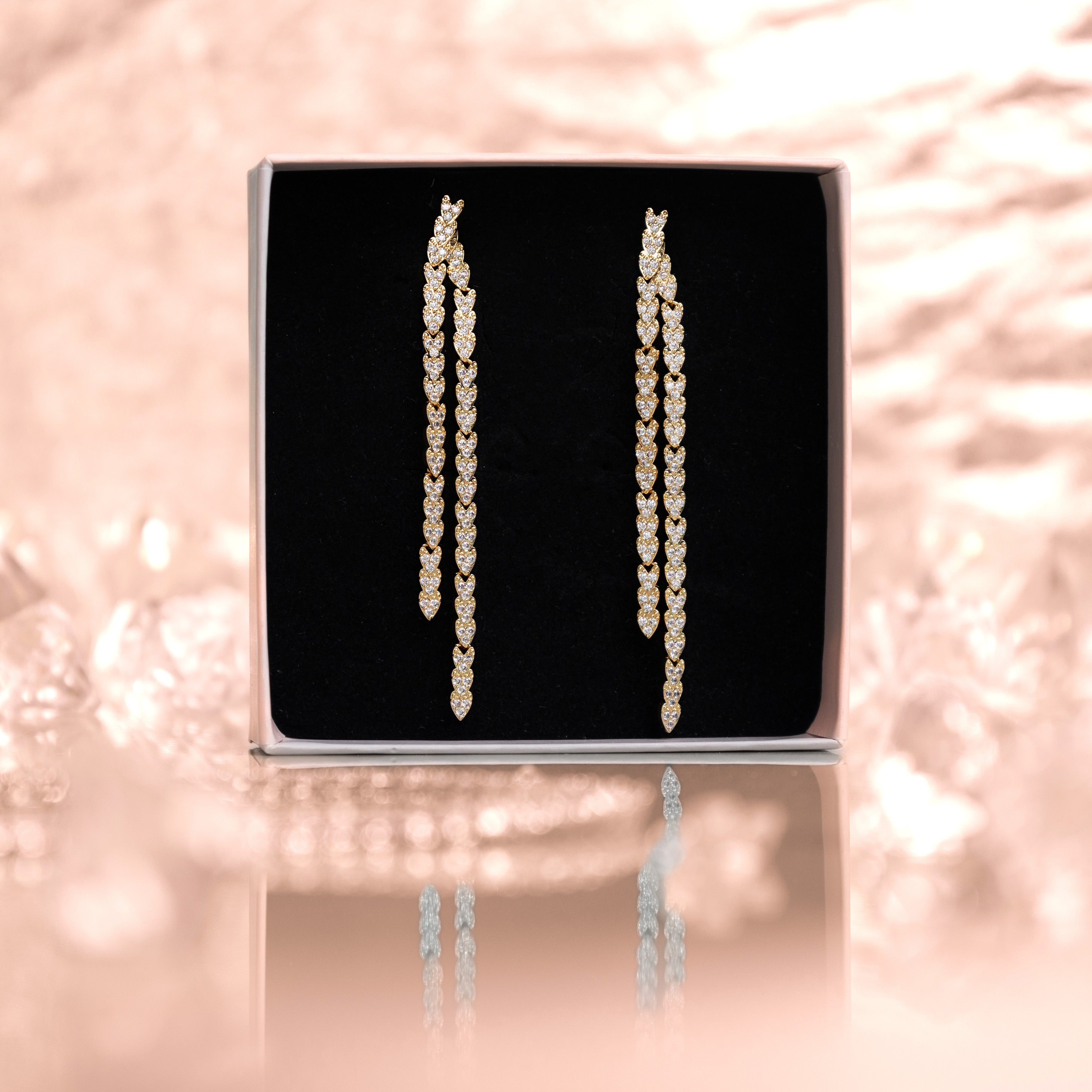 Waterfall Front To Back Drop Earrings | Gold