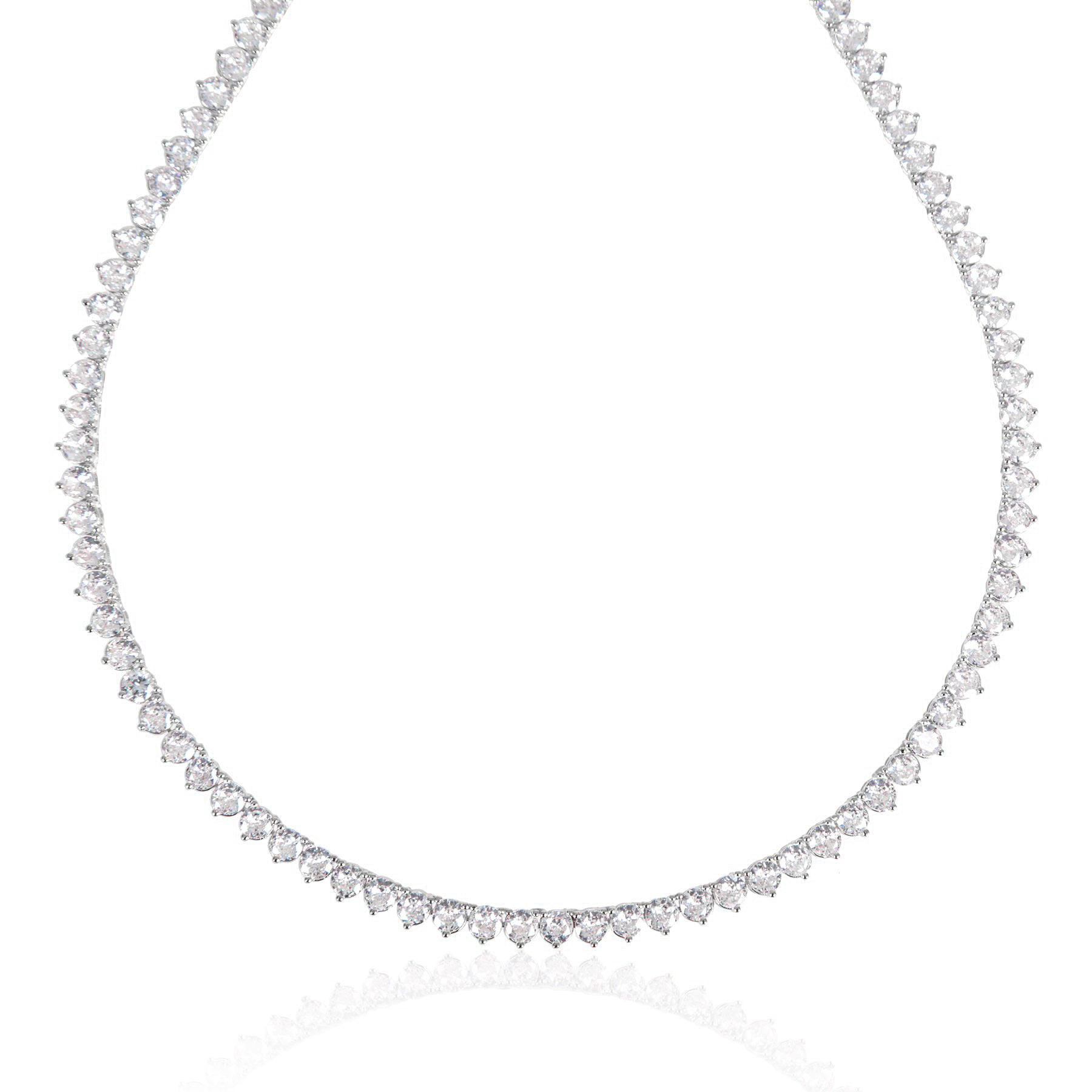 Lumiere Classic Crystal Tennis Necklace | Silver