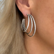 Hoop earrings, Silver earrings, triple hoop earrings, going out earrings