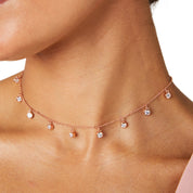 Droplet necklace, rose gold necklace, choker, chain, diamond necklace, tennis necklace