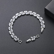 Vine Leaf Crystal Tennis Bracelet | Silver