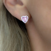 Heart Stud Earrings | Blush Pink | Silver