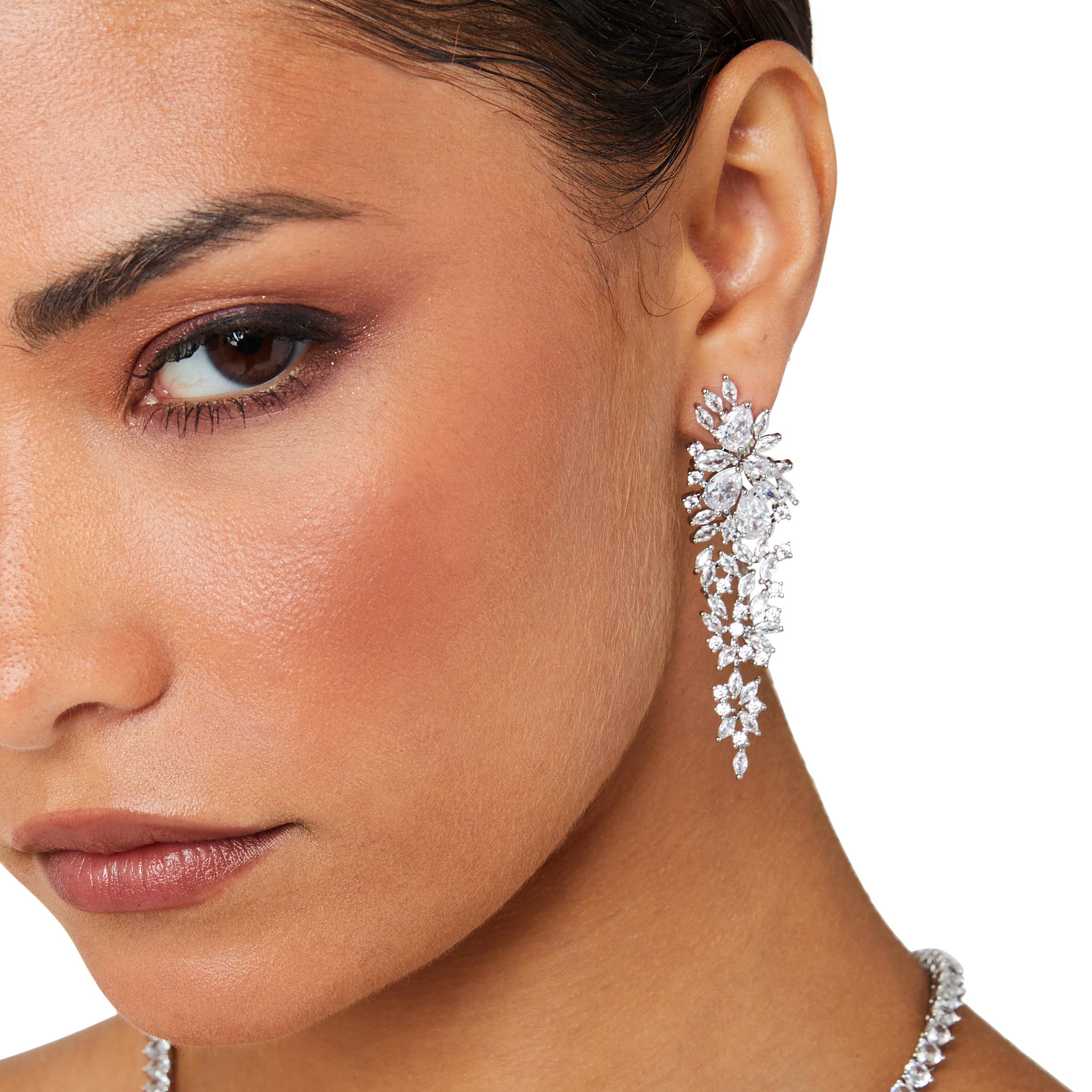 Starlet Supreme Statement Chandelier Earrings Silver Valentina Rose