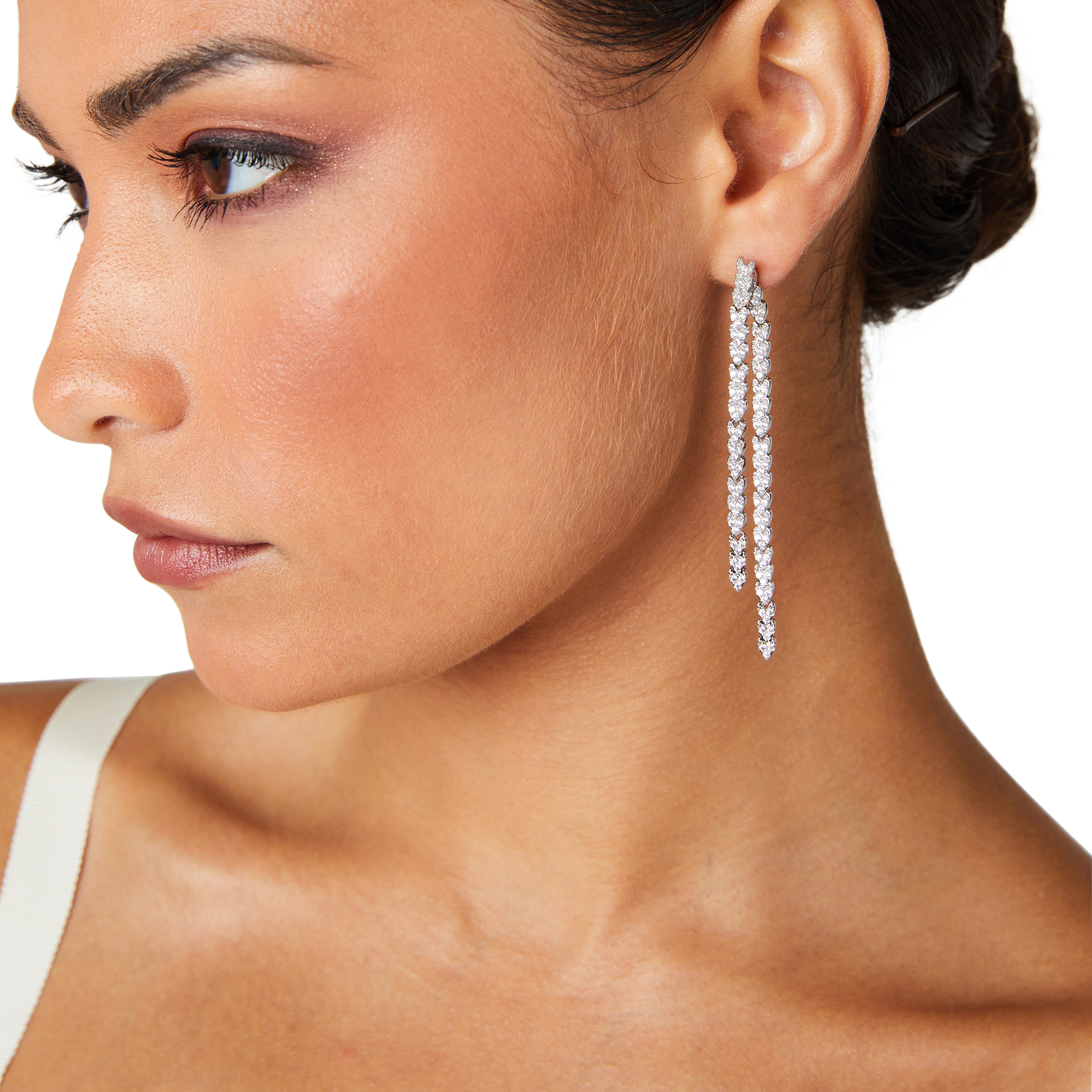 Waterfall Front To Back Drop Earrings | Silver