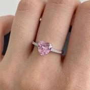 Heart ring, wedding ring, engagement ring, silver ring, 925 ring, pink ring