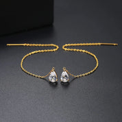 Glitz Teardrop Threader Earrings | Gold