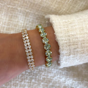 Green bracelet, swarovski bracelet, gold bracelet, emerald bracelet