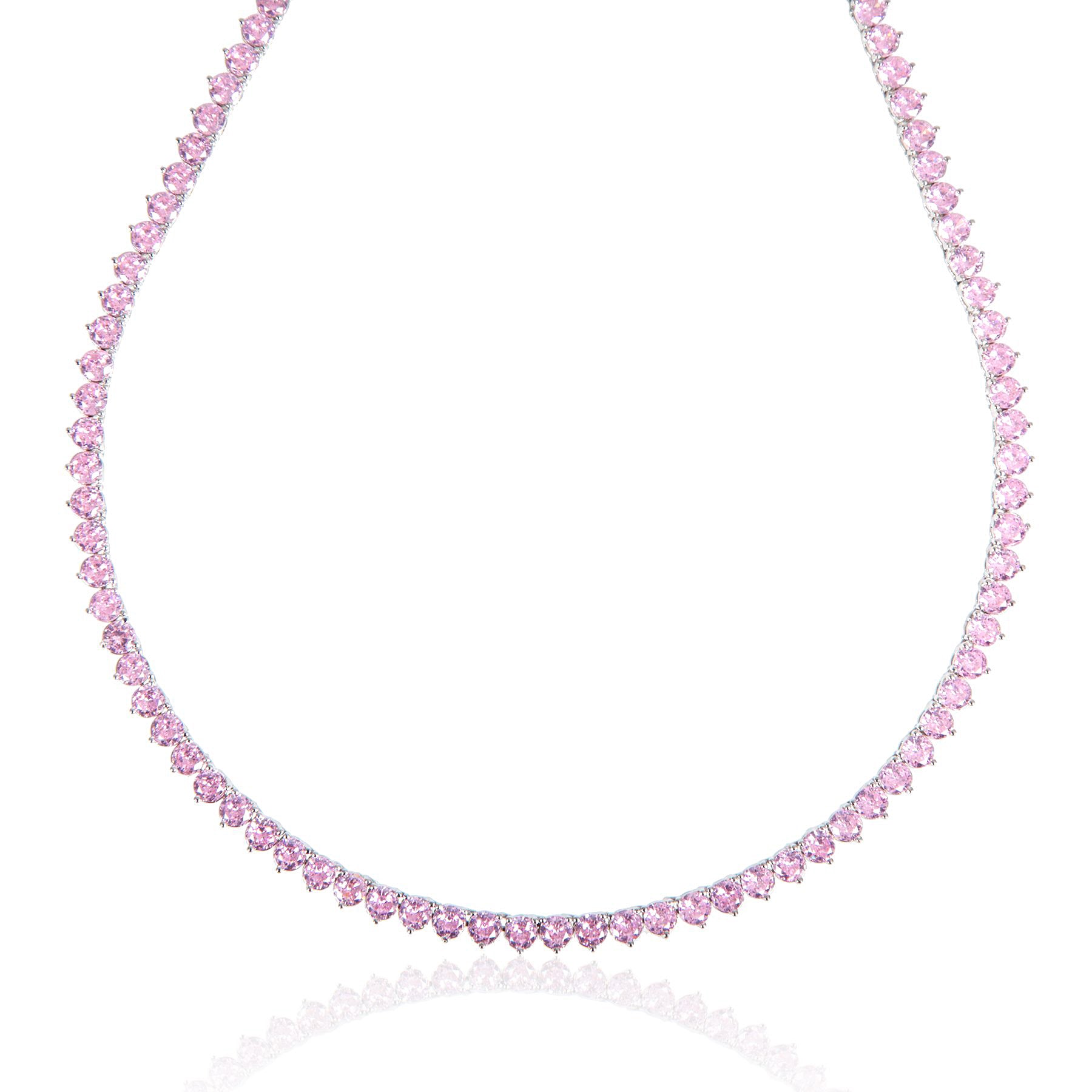 Lumiere Classic Crystal Tennis Necklace | Blush Pink | Silver