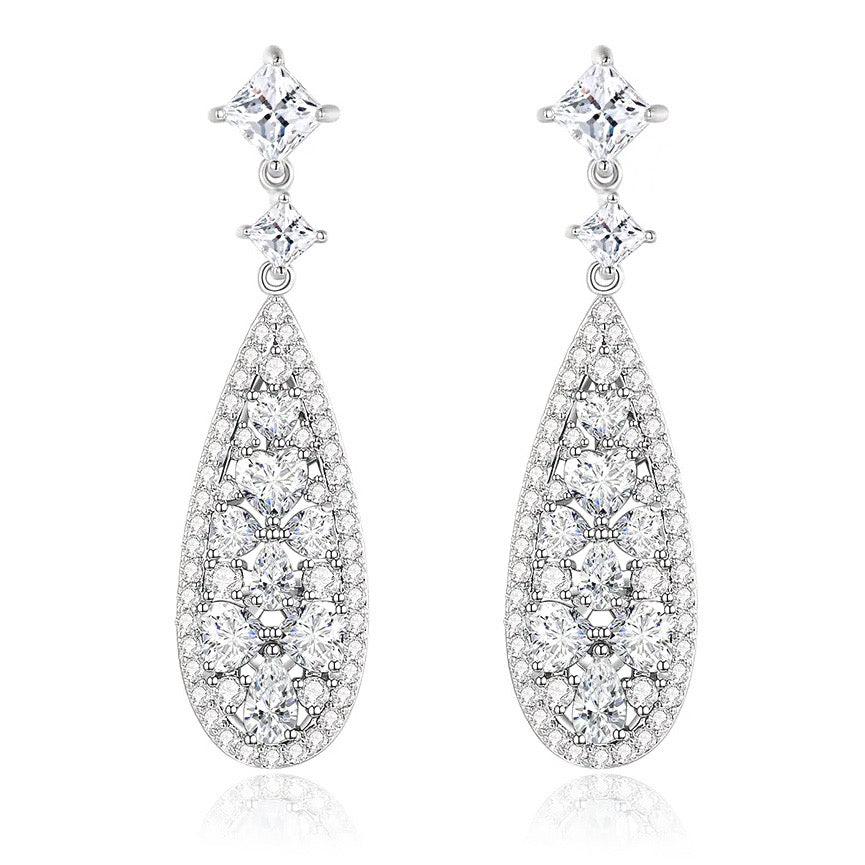 Peridot Pear Double Bezel Sterling Drop Earrings - Silver Fox Jewelry