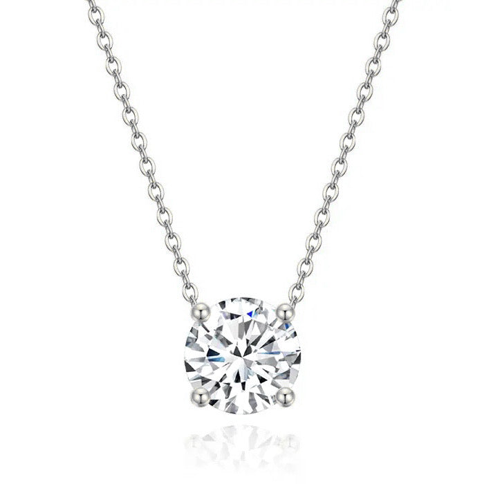 Solitaire Supreme Sparkle Pendant Necklace | Silver