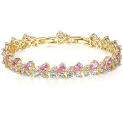 Gold tennis bracelet, pink tennis bracelet, flower bracelet, wedding bracelet