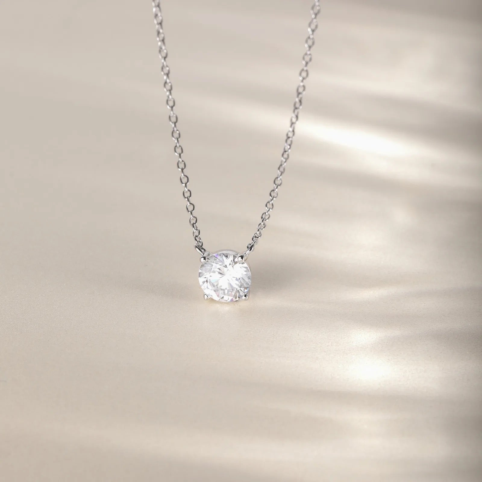 Solitaire Supreme Sparkle Pendant Necklace | Silver