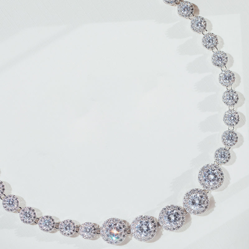 Moissanite Tennis Necklace Size - 18 in Rhodium Plated Sterling Silver  23.03 Ct. - 8727994 - TJC