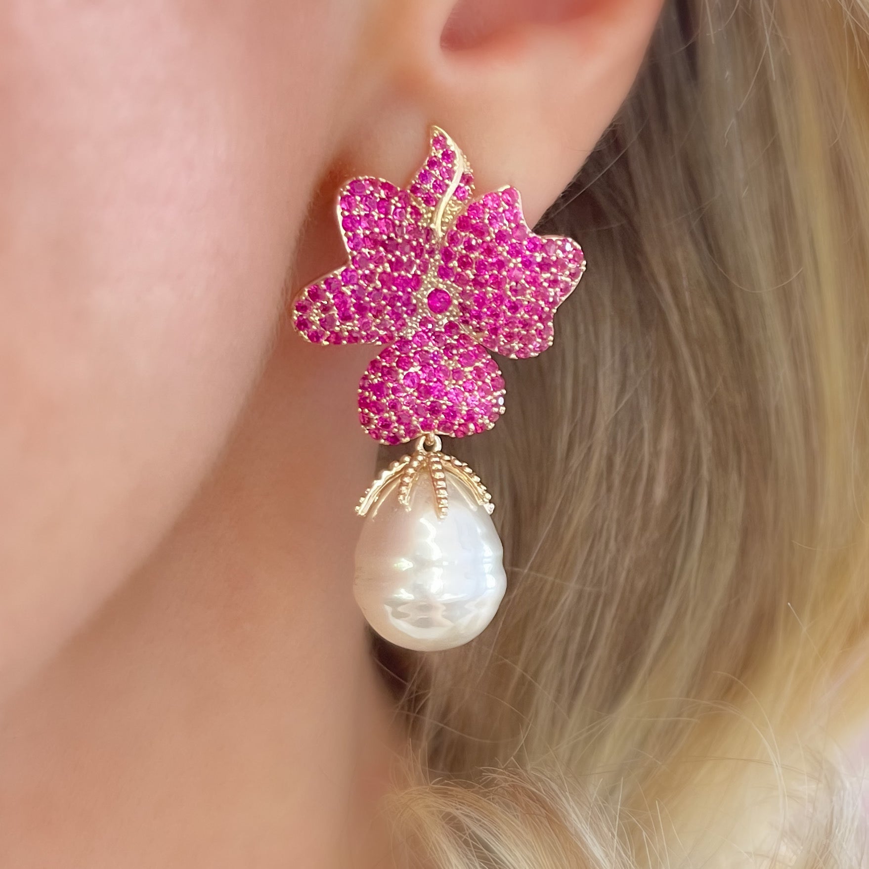 pink)petal Long Earrings