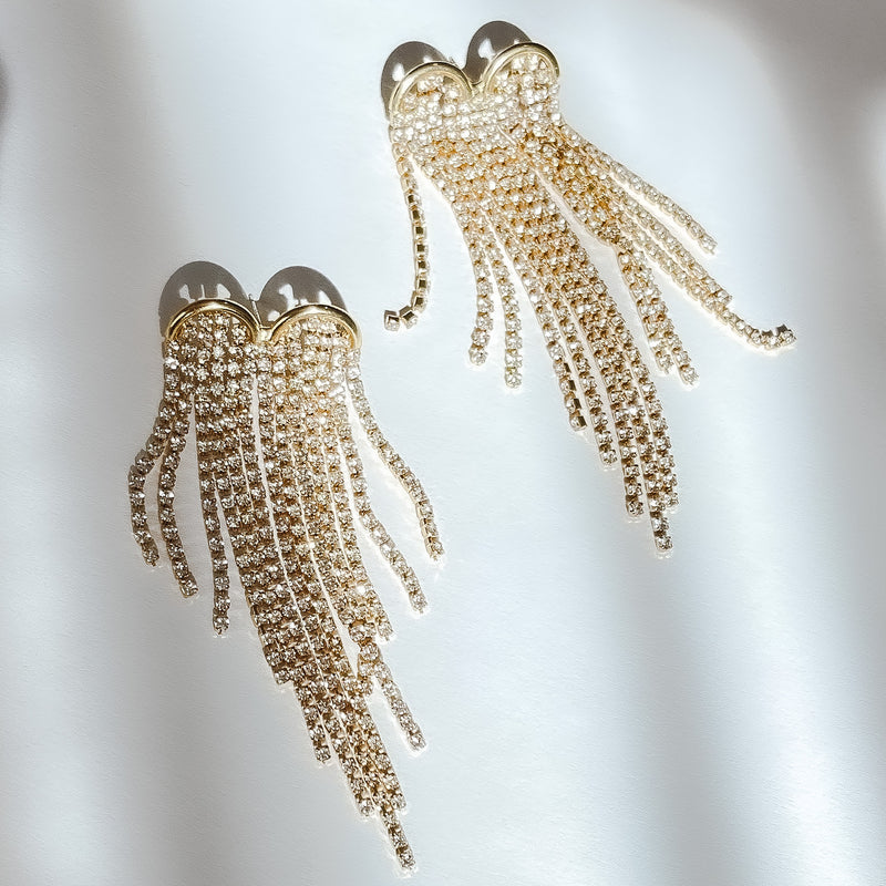 Swarovski vine earrings,statement, gold bridal, wedding, elegant, long –  Acute Designs