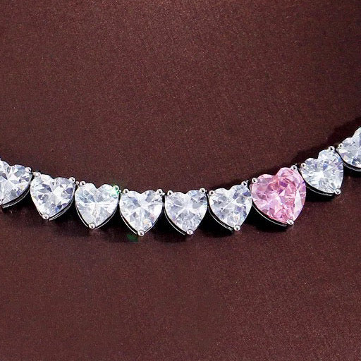 Pink Sapphire & Pink Rhodium Tennis Necklace – Graziela Gems