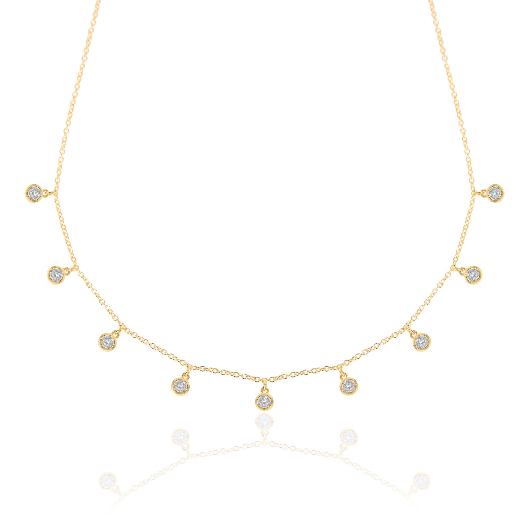 Droplet necklace, gold necklace, choker, chain, diamond necklace, tennis necklace